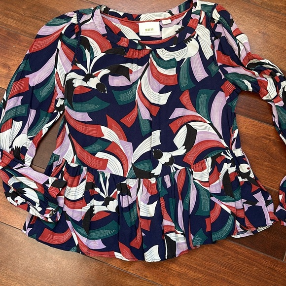 Maeve by Anthropologie Patterned Lightweight Long Sleeve Blouse Size Medium - Picture 1 of 5